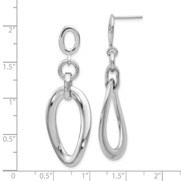 Bent Oval Post Dangle Earrings in Sterling Silver - Picture 2 of 5